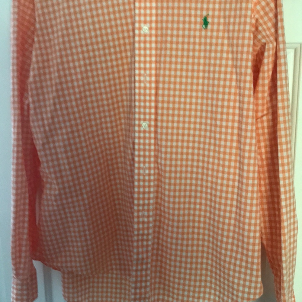 Ralph Lauren Orange/white check button down